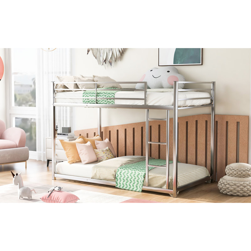 Silver Twin Over Bunk Bed With - Low For Strengthened Success Rate Metal , Safe And, Twin, Silver