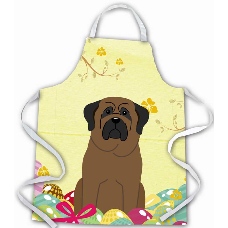 Tablier œufs de pâques, Jaune / Brun, Bull-mastiff