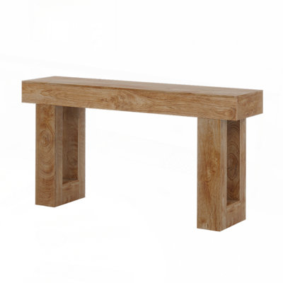 63-Inch Natural Wood Farmhouse Console Table with Spacious Top, Ideal for Modern and Rustic Interiors