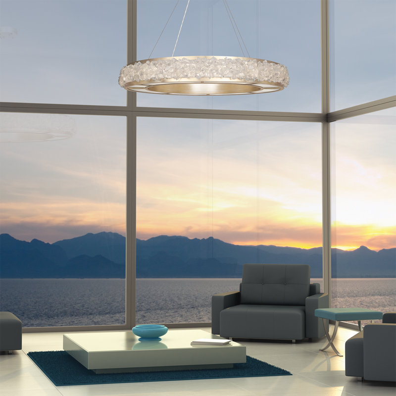 Lustres ronds 38 "Arctique Halo, Feuille d'or teint de champagne
