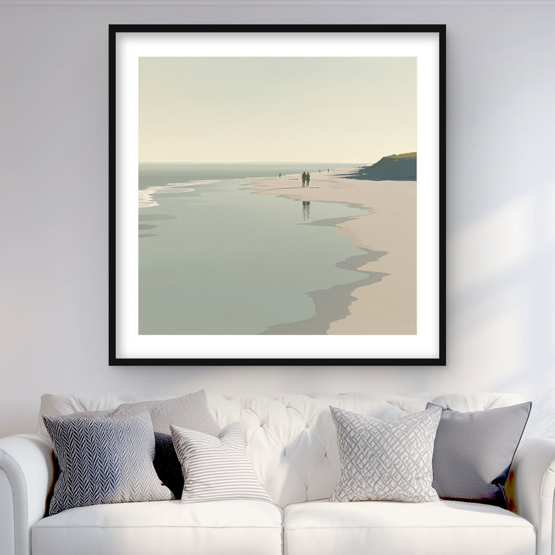 Couple sur la plage - décor bord de mer mat, Noir