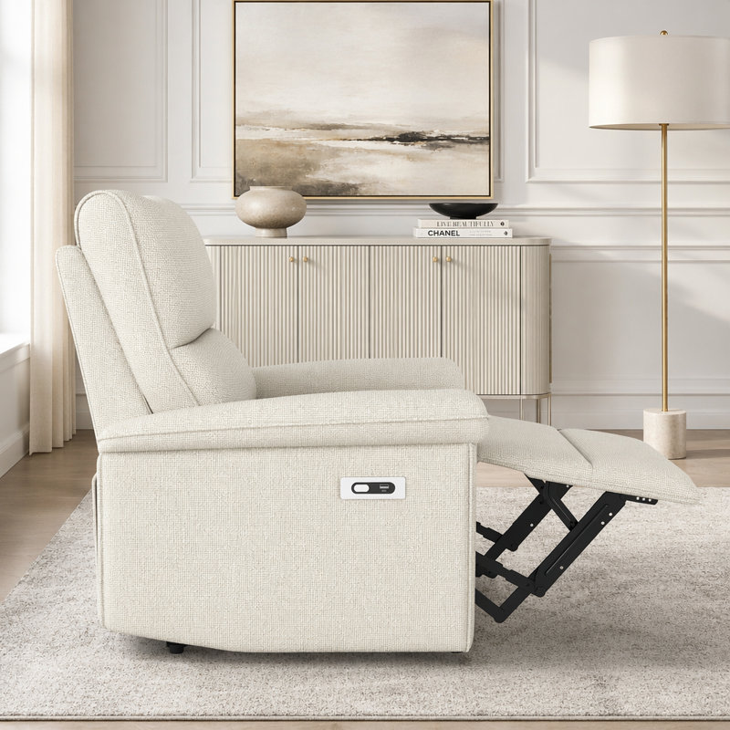 Fauteuil inclinable électrique Wall Wall, Snowflake Velvet Fabric, Beige et gris