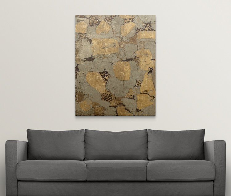 « i », impression Gilded Stone Gold, H 30 po x l 24 po x P 1,5 po, Toile