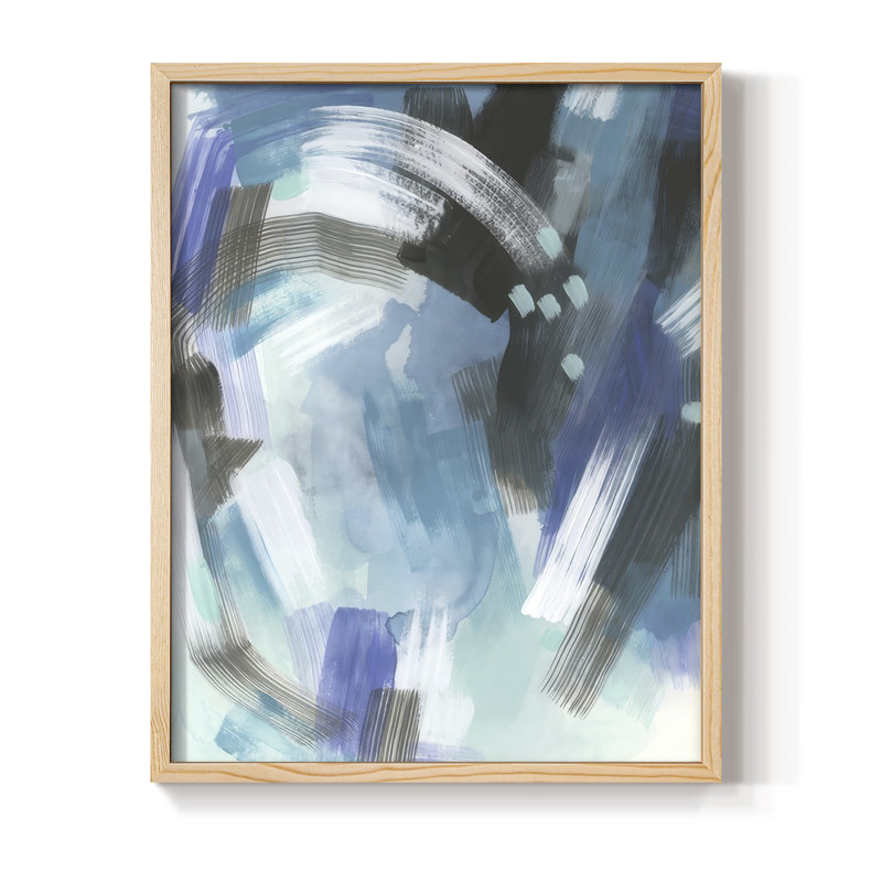 Aquatic Crosshatch I Framed Print - Solid Wood, Natural, 11" H x 9" W