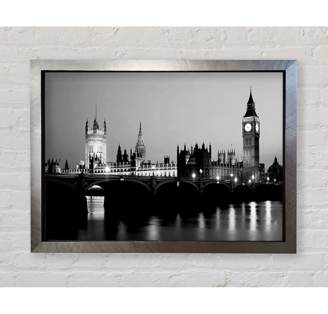 London Houses Of Parliament mit Big Ben B N W - Einzelne Bilderrahmen Kunstdrucke