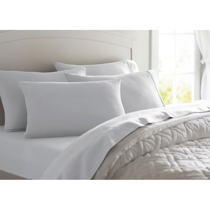 Ensemble de draps en microfibre douce 1800 Series Wayfair Basics®, Ensemble de draps pour très grand lit avec 4 taie, Blanc