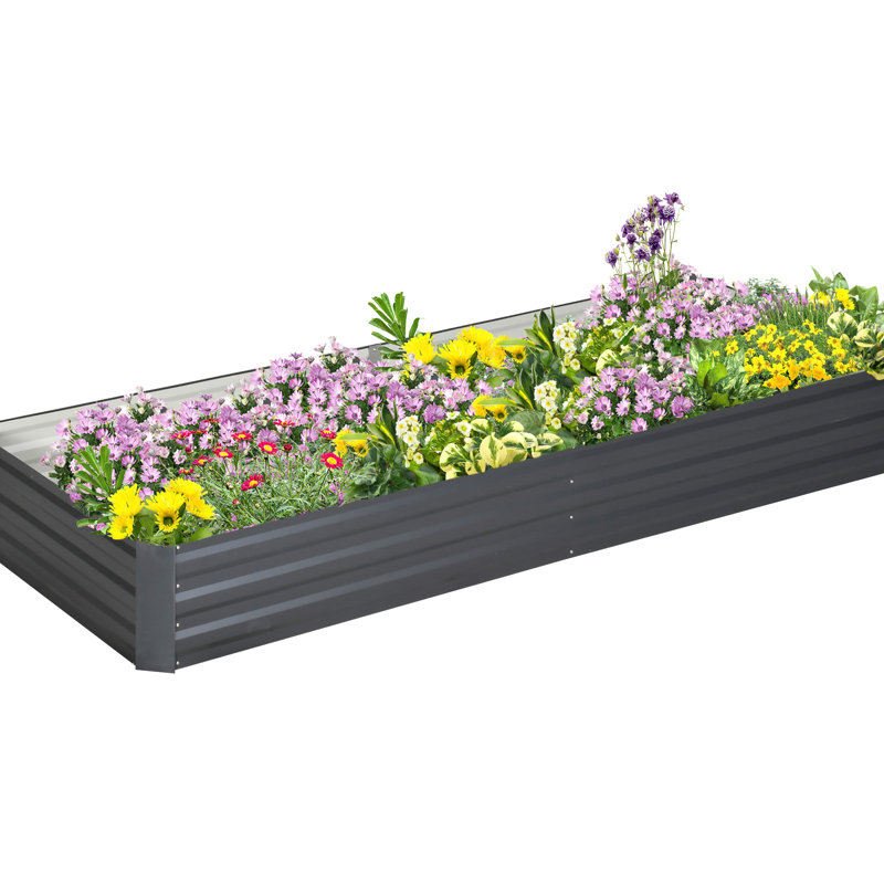 Raised Metal Planter Bed, 7.9'X3'x1', Galvanized Steel For Veggies, Flowers, Herbs, Succulents, Gray - Easy Assembly, Long-Lasting Use Garden Succulents Heavy-Duty Build, Weed Control Approach