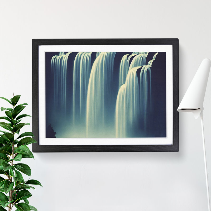 Waterfall Scene - Framed Print, Black Framed, 46cm H x 64cm W