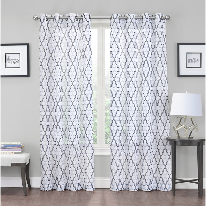 Karlin Sheer Curtain Pair, Charcoal