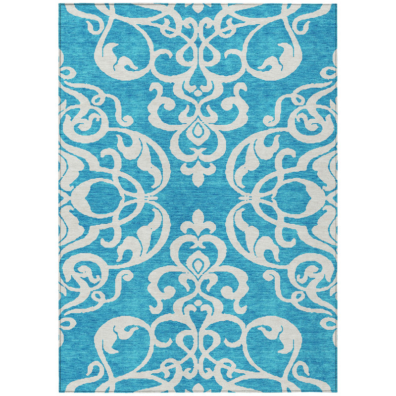 Tapis lavable intérieur / extérieur turquoise 10 pi x 14 pi