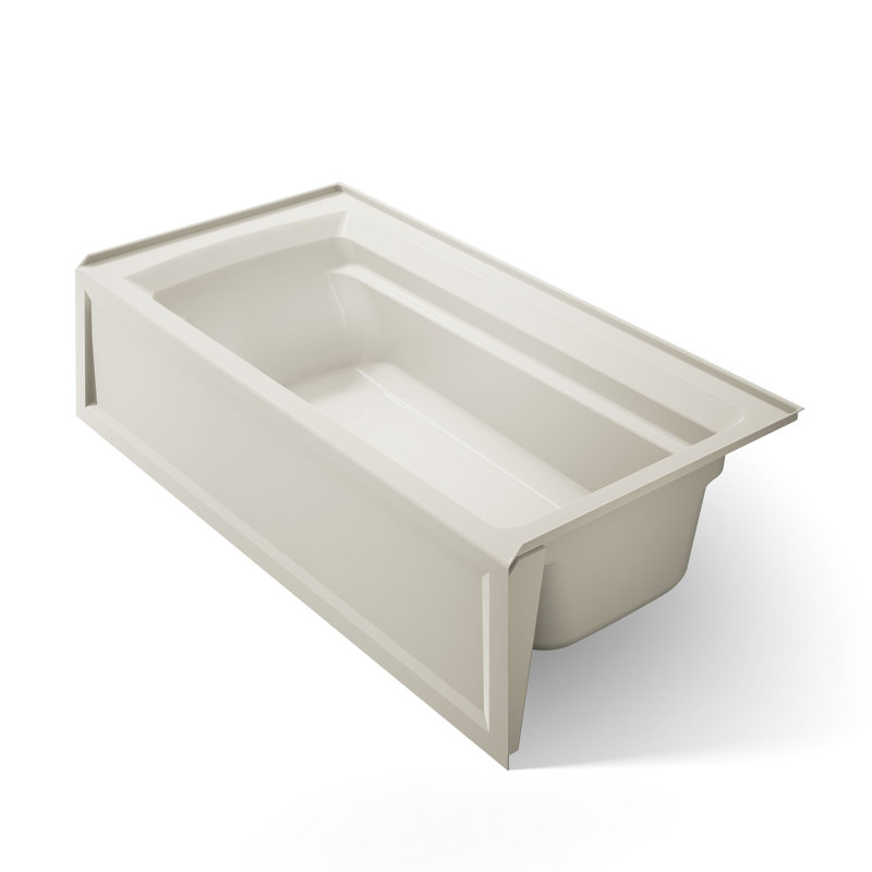 72" x 36" Acrylic Alcove Soaking Bathtub with Comfort Depth, Almond, Right