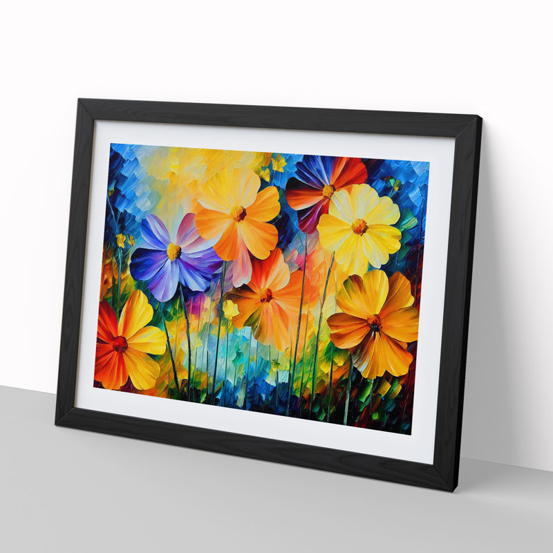 XH1022-6707X Painted Wildflowers Vol.1 Abstract - Single Picture Frame Print, Black, 25cm H x 34cm W x 2cm D