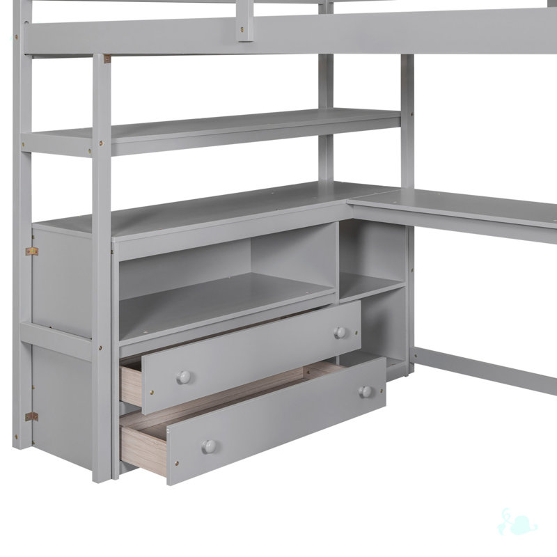 Rodriques Kids Full Loft Bed, Gray