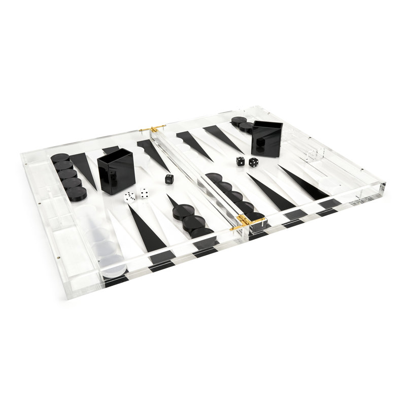 Lucite Tizo 2 Player Acrylic Backgammon, Black/White