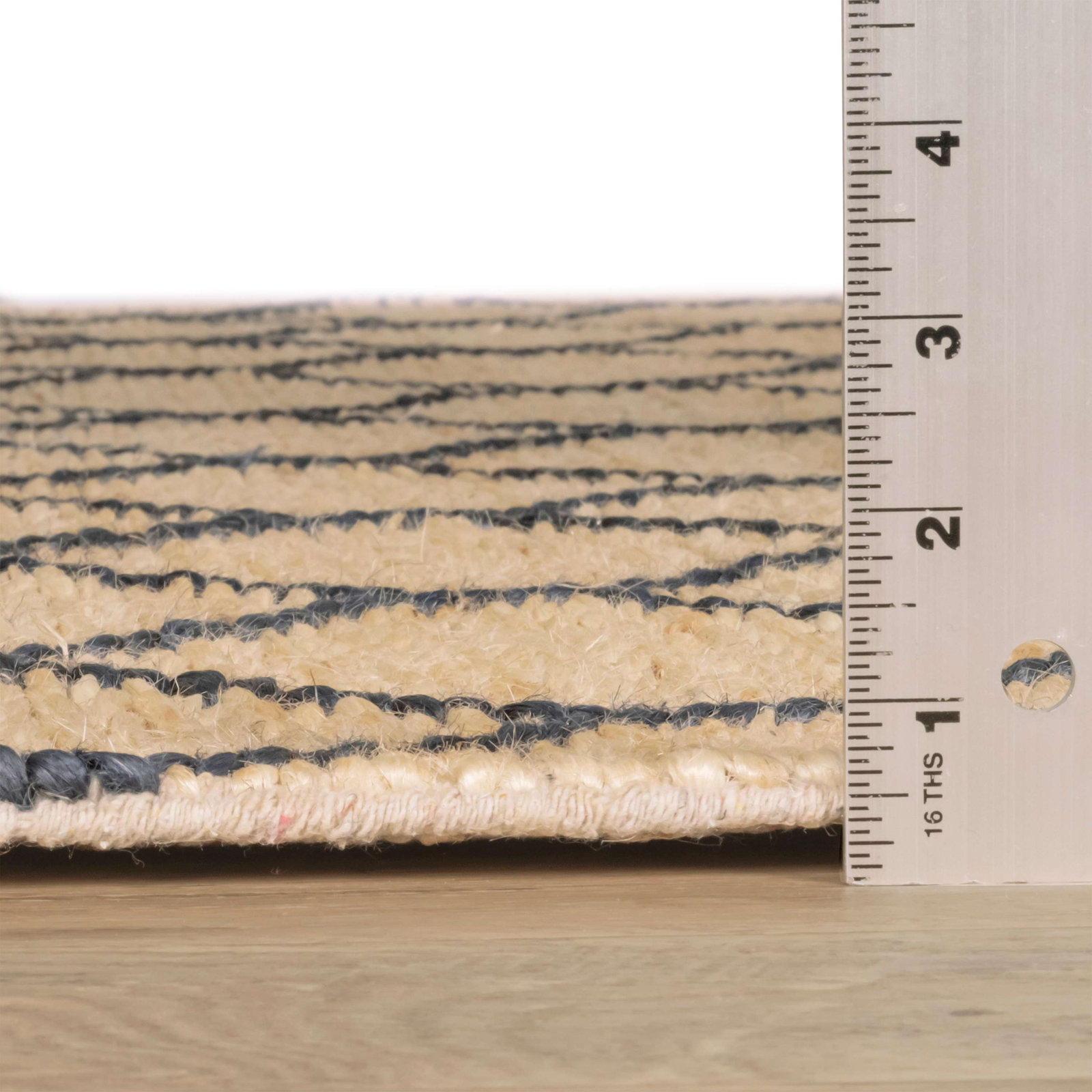 Tiles Navy Handwoven Jute Rug, Runner 2'6" x 8'