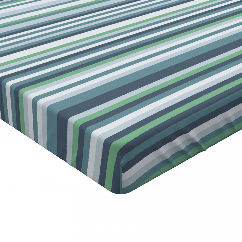 Queen Blue Striped Microfiber Fitted Bed Sheet