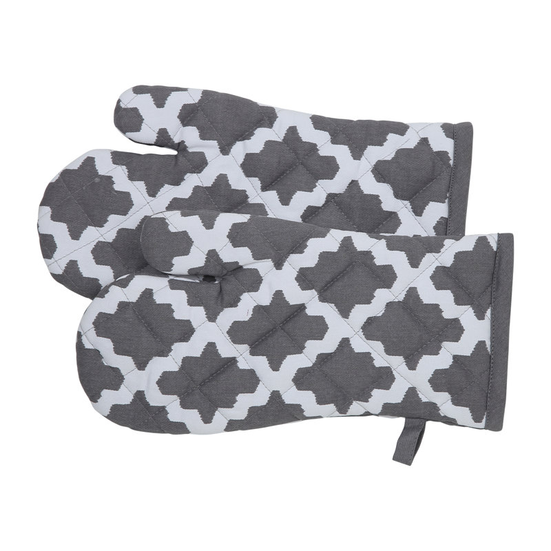 Brambly Cottage Pattern Oven Mitt(s) Only Set, Patterned Grey