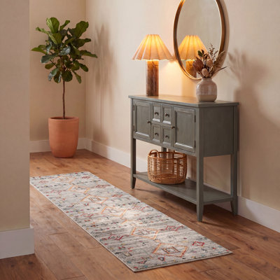 Muniz Power Loom Light Grey/Red Rug