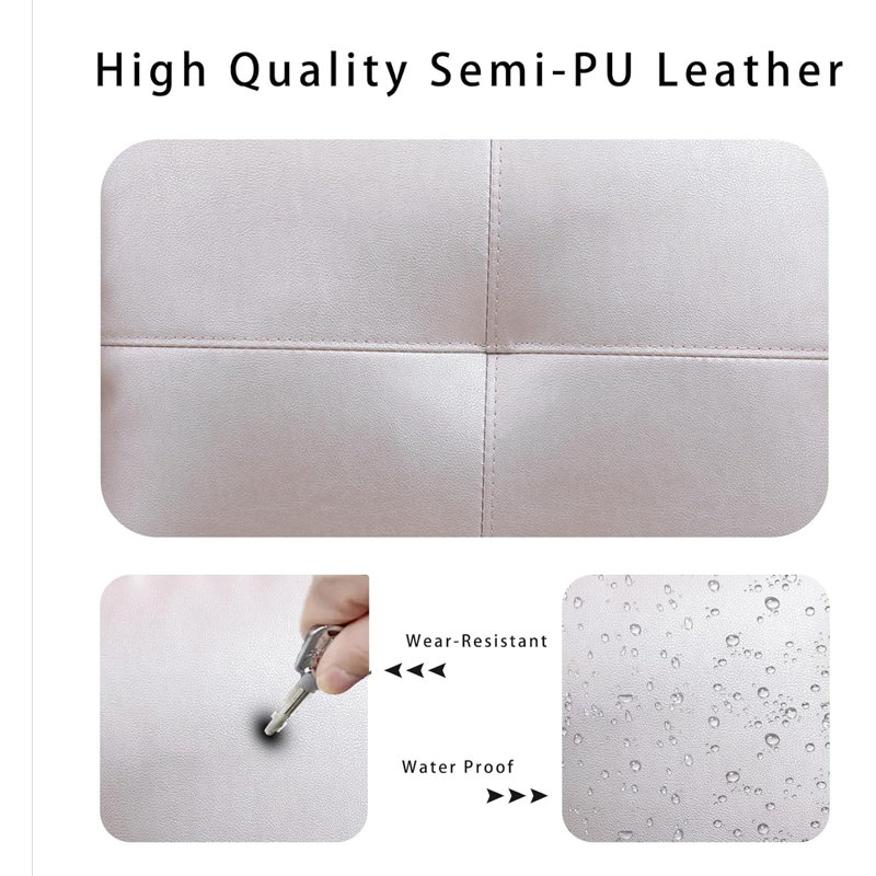 3-Piece Faux Leather Sectional Sofa, Latte Faux Leather