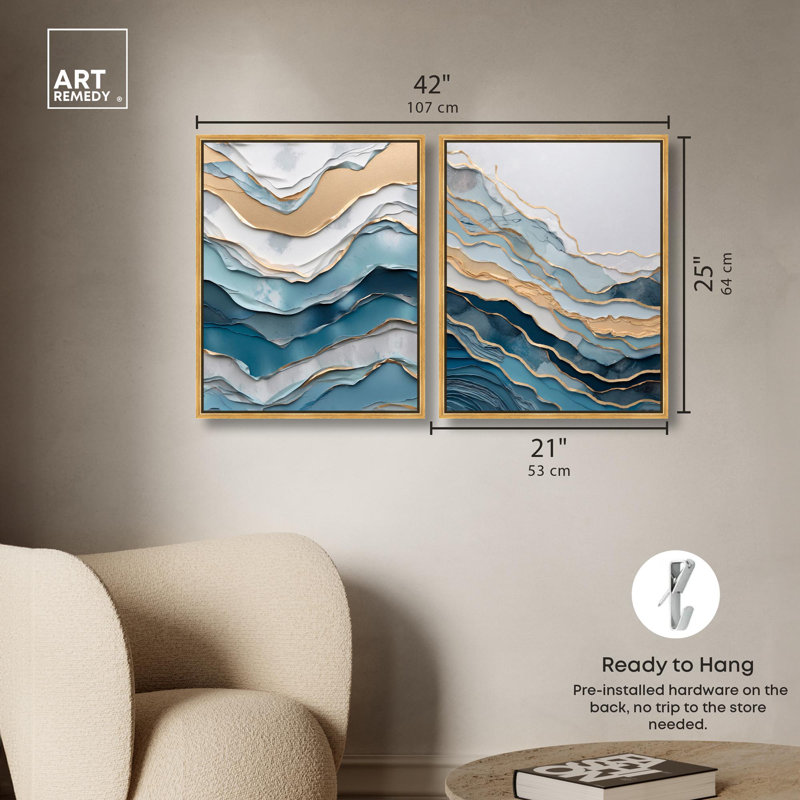 Golden Waves, Cadre flottant doré, H 24 po x l 20 po