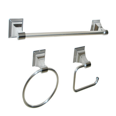 Ensemble de quincaillerie de salle de bain 3 pièces en nickel satiné de la collection Leonard