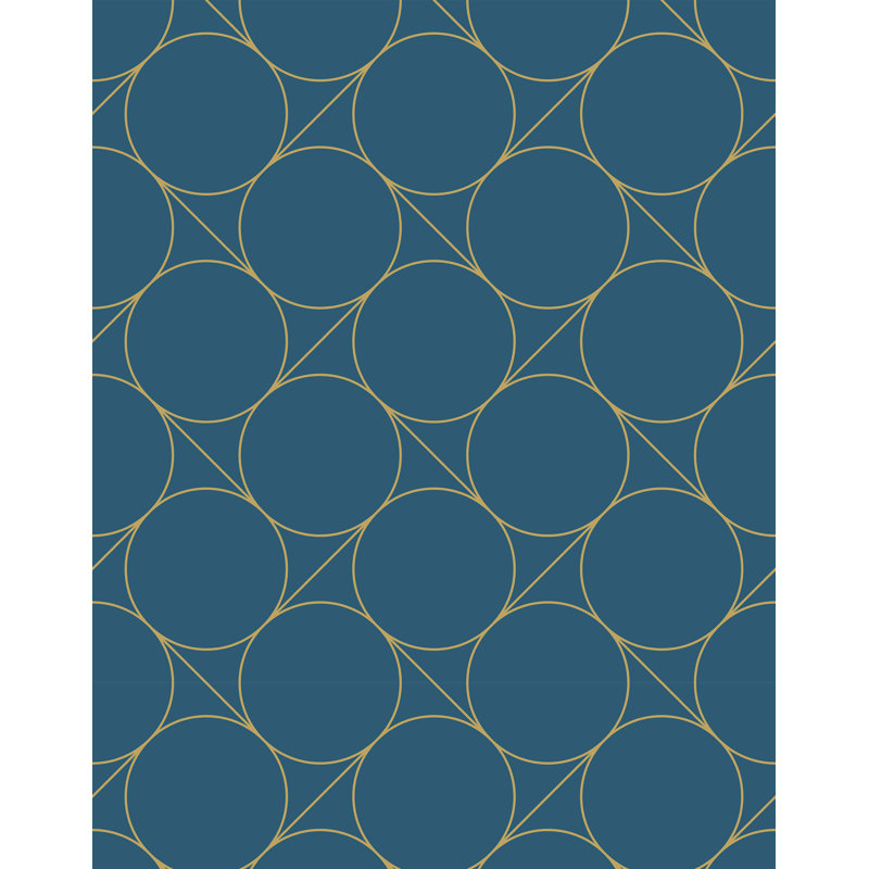 7m x 75cm Matte Retro Circle Wallpaper Roll, Navy