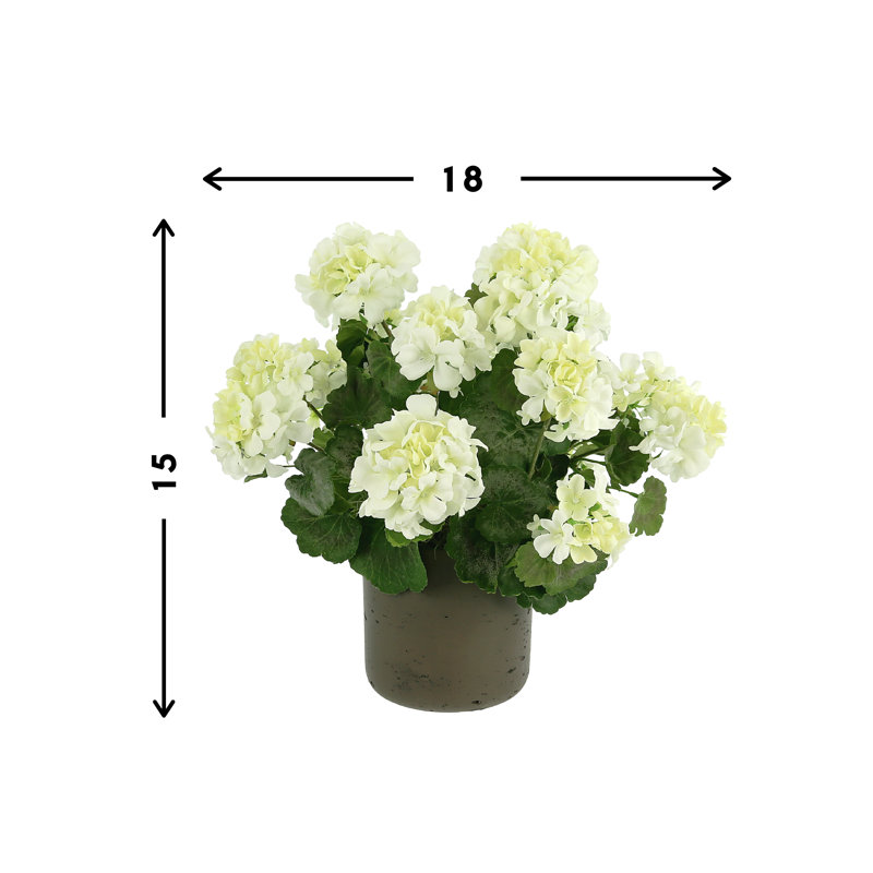 UV Protected Geranium Arrangement, Brown, 15" H x 18" W x 18" D