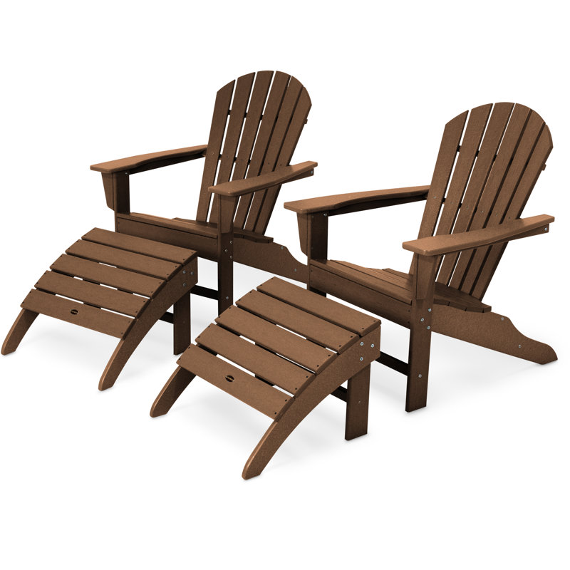 POLYWOOD South Beach 4-Piece Adirondack Set, Teak