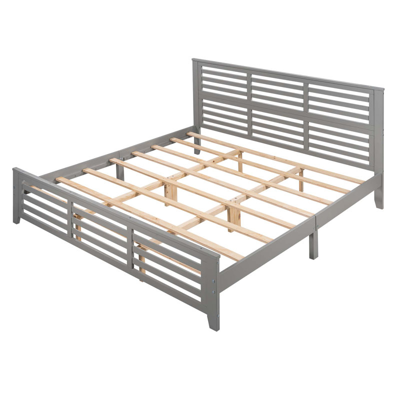 Sabik Unfinished Solid Wood Platform Bed, King, Gray