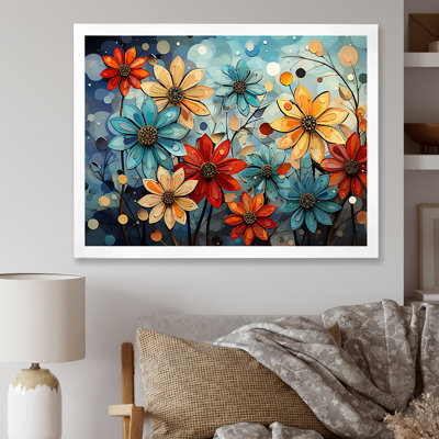 " Cubist Zinnias Flowers Collage "