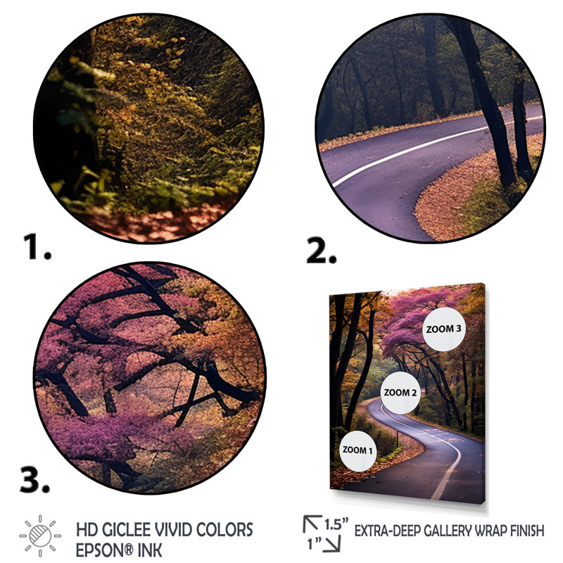 Shades Of Road Into Forest I - Art mural sur route, Cadre simple blanc, H 44 po x l 34 po x P 1,5 po