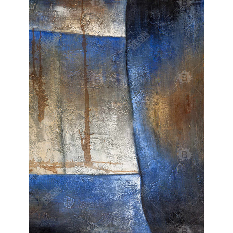 Polyester Sateen Duvet Cover, Twin Duvet, Blue Luminous Blue And Bronze Shape