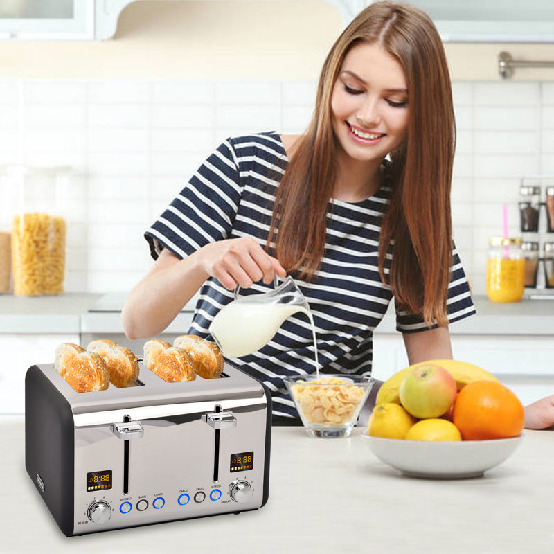 UKOOL 4 Slice Stainless Steel Bread Toaster, Black