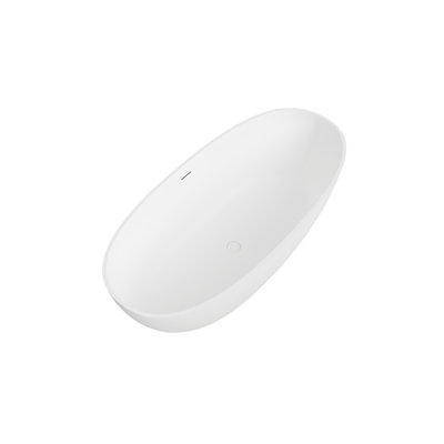 Baignoire de trempage en résine 65 po en pierre, baignoire autoportante à surface solide en blanc mat, avec drainage intégré, forme confortable et baignoire de luxe à base stable, baignoire blanche à courbes lisses, bonne chaleur