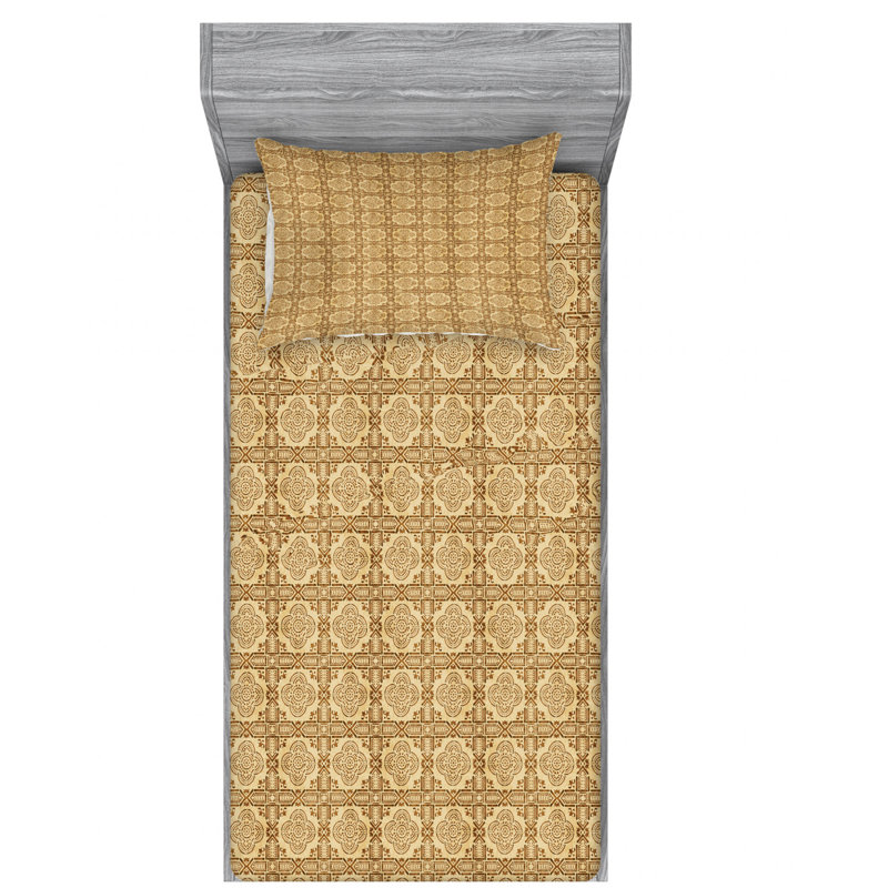 Microfiber Damask Sheet Set, Twin Sheet Set with Fitted Sheet