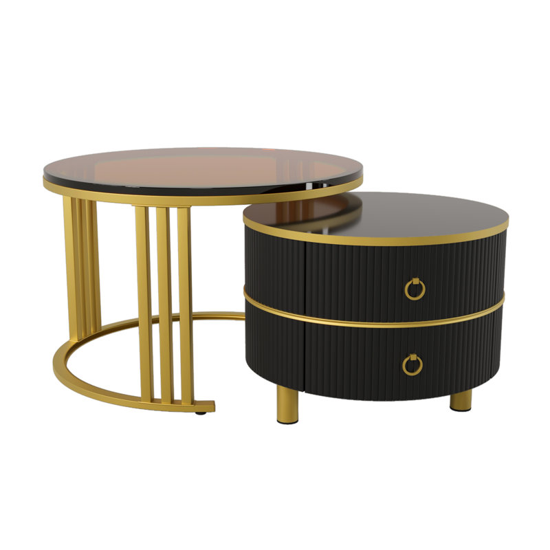 Alexine 2 - Piece Living Room Table Set, Black