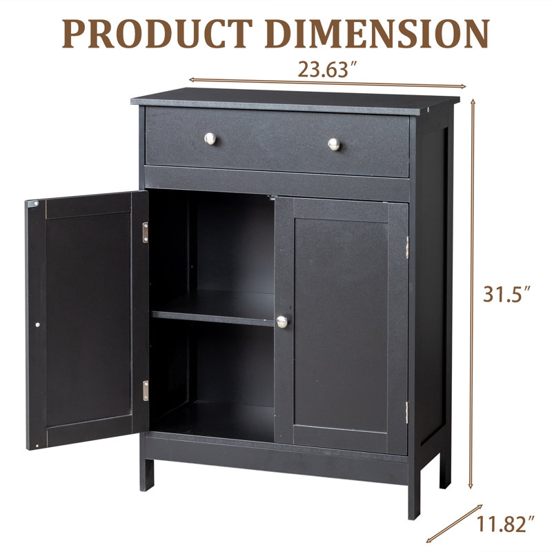 60×30×80cm Bathroom Vanity – Double Doors & Single Drawer, Bathroom/powder Room Home Organizer Essential, Matte Black