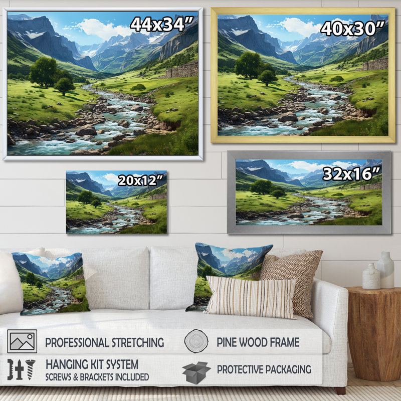 Spain Mountains Valley Of Ordesa I - Landscapes Canvas Wall Art, H 34 po x l 44 po, Toile tendue