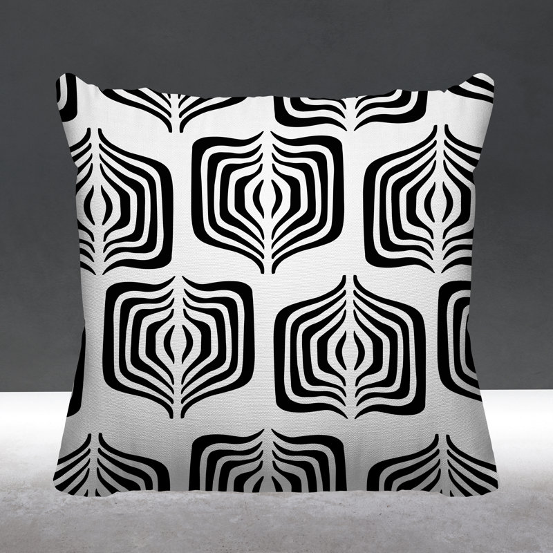 Coussin décoratif intérieur / extérieur Dale Abstract Tribal, Noir, L 19 po x H 19 po