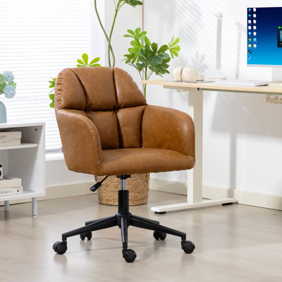 Chaise de bureau pivotante, chaise de bureau à hauteur réglable, brun