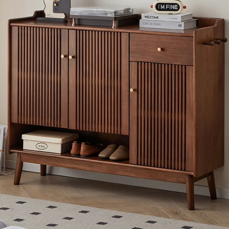 Modern Nut-Brown Solid Wood Shoe Storage