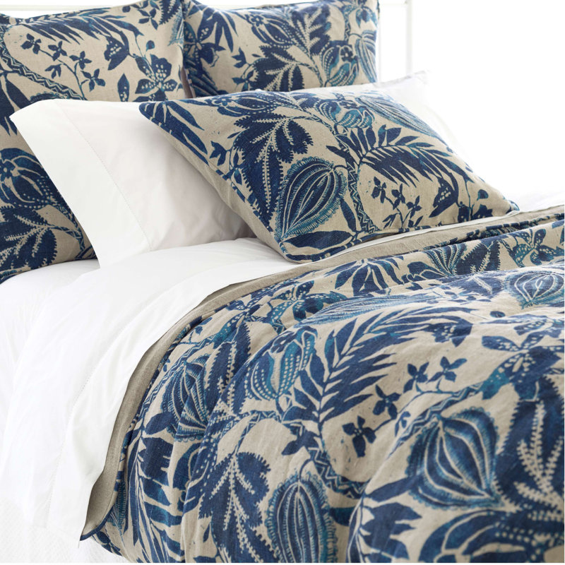 Antigua Linen Duvet Cover, Full/Queen Duvet Cover, Blue