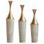 Ensemble de 3 vases de sol décoratifs, en aluminium texturé haut, or doux pour vestibule de 27,56 à 35,43 pouces