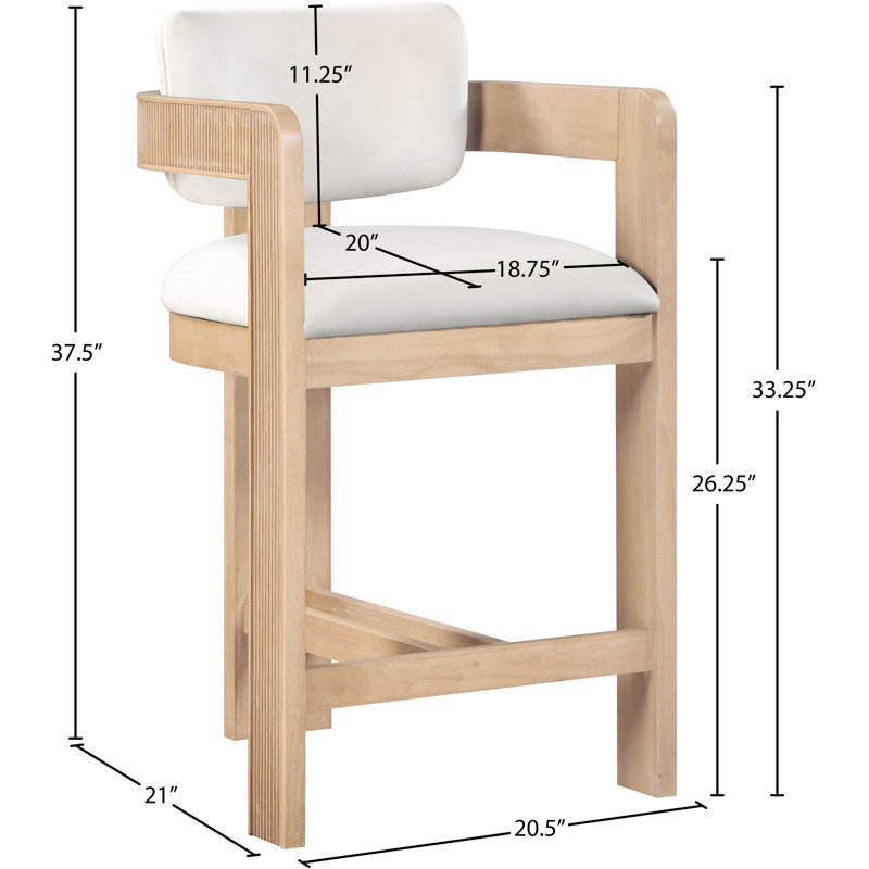 Tabouret rembourré Sacha Howley, Velours, Naturel, Cream