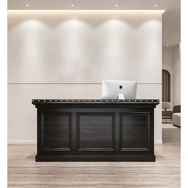 Bureau de réception en bois massif Traditional, Black