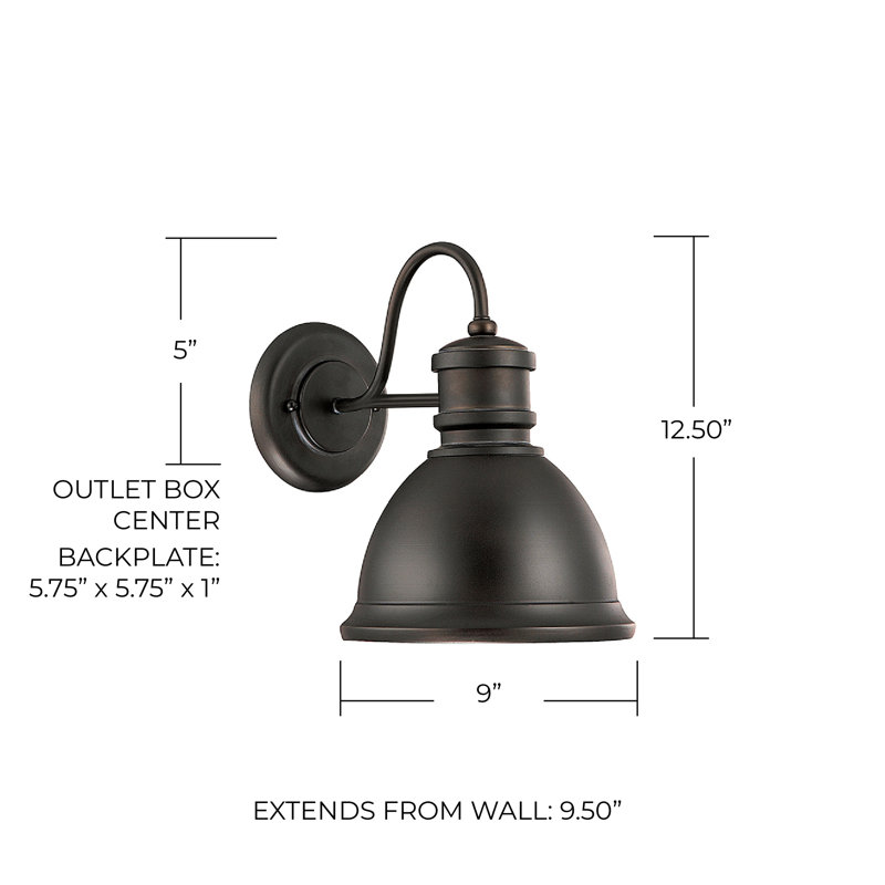 Luminaire de grange d'extérieur Wilburg, H 12,5 po x l 9 po x P 12,25 po