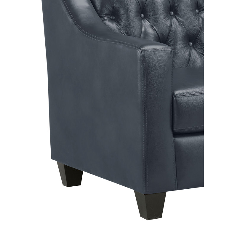 Debolt 56" Genuine Leather Square Arm Loveseat, Slate Leather Match