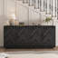 Buffet 70,8 po noir avec rangement, grande console en bois avec 4 portes et meuble télé long
