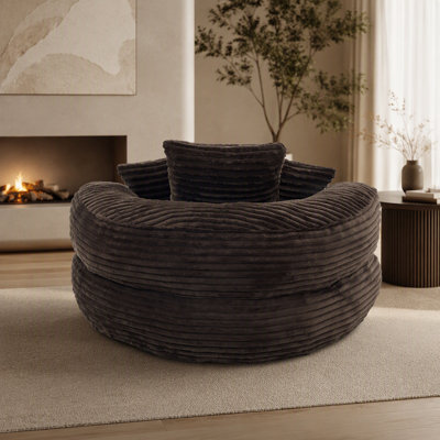 Fauteuil à billes simple avec 3 coussins et accoudoirs, rembourrage en mousse haute densité pour adultes et enfants, idéal pour la chambre à coucher et le salon
