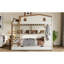 Lit superposé grand sur grand avec lit gigogne et tablettes de rangement, lits superposés en bois massif avec crochets, aucun sommier nécessaire-1859522408-1859522422